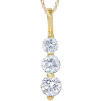 2Ct Diamond Three Stone Pendant Necklace in 14k White or Yellow Gold1