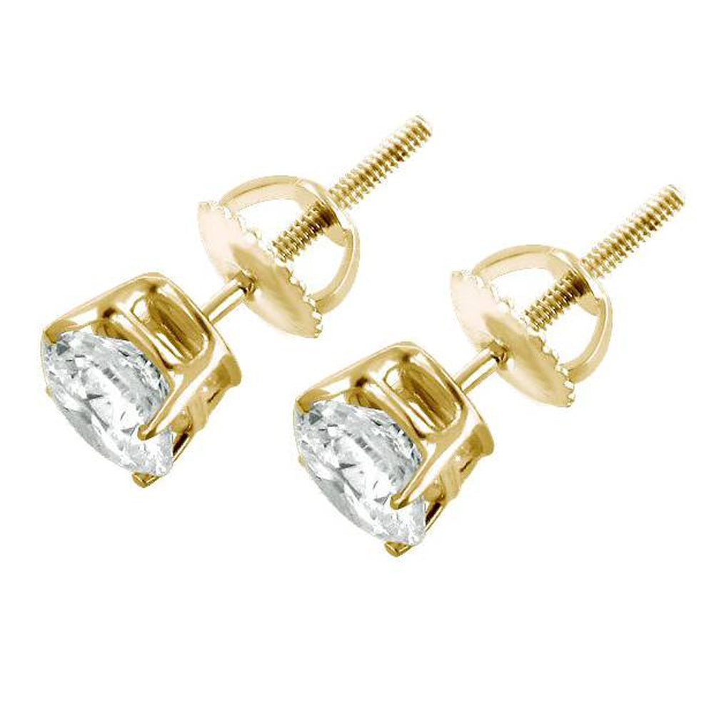 Screw Back 1 Ct T.W. Genuine Diamond Stud Earrings in 14k White or Yellow Gold3