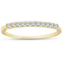 14k Yellow Gold 1/4 Ct Round Diamond Wedding Ring Women's Stackable Prong Band2