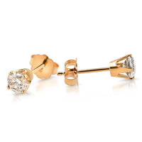 1/2ct Natural (Real) Round Cut Diamond Stud Earring set in 14k Yellow Gold2